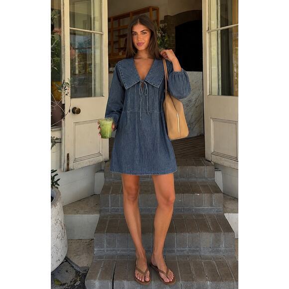 Old Navy Dresses & Skirts - Old Navy Chambray Denim Dress Medium 100% Cotton Long Sleeve Boho Cottagecore